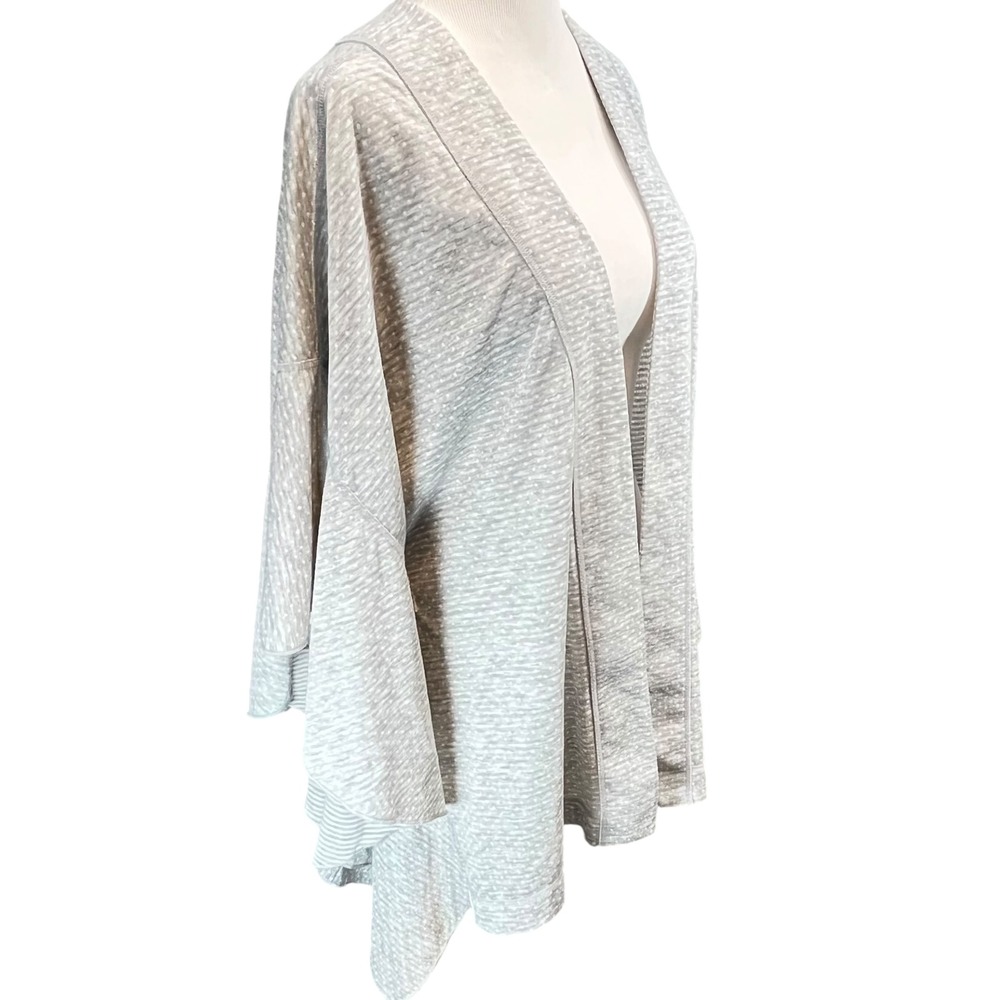 Cabi Womens Gray Dotted Heather Open Front Kimono Sleeve Drape Cardigan Size M/L